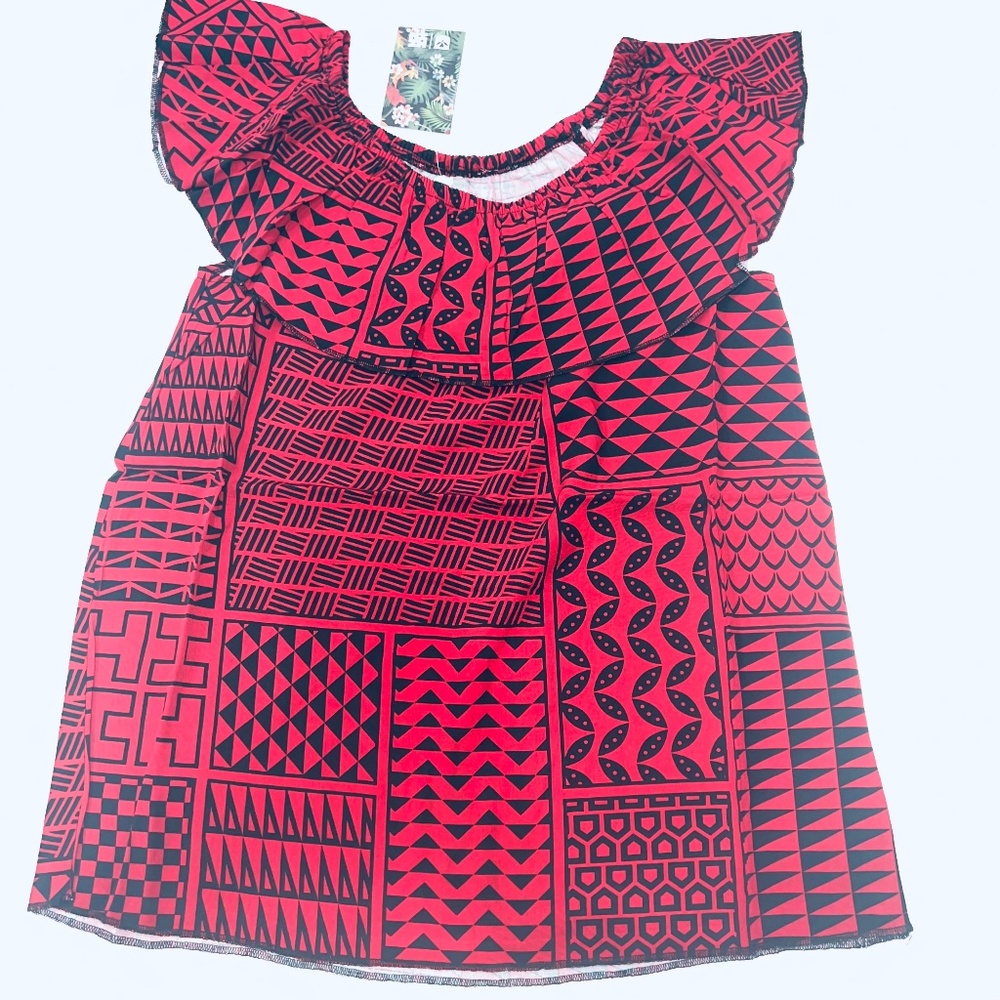 NWT Hawaii's Finest Red Black Off On the Shoulder Girls Top sz XL NEW